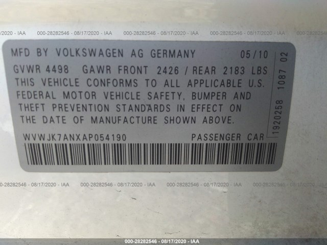 Photo 8 VIN: WVWJK7ANXAP054190 - VOLKSWAGEN PASSAT SEDAN 