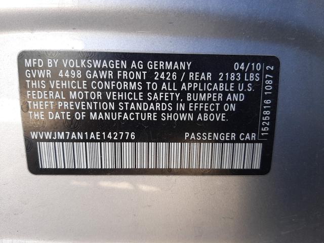 Photo 9 VIN: WVWJM7AN1AE142776 - VOLKSWAGEN PASSAT 