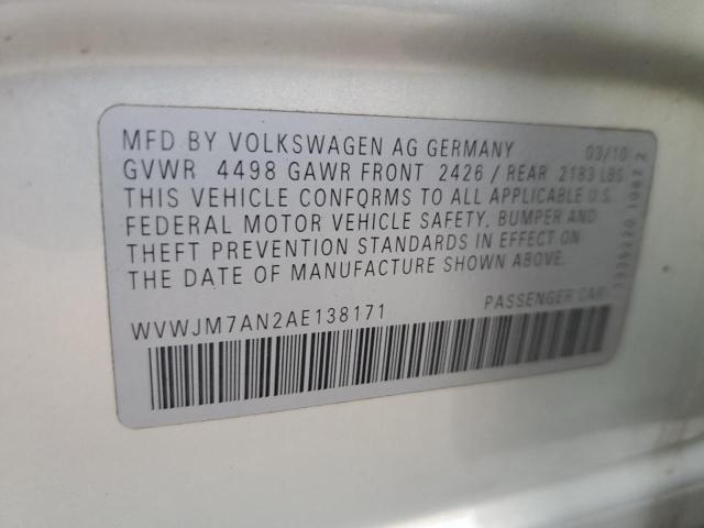 Photo 12 VIN: WVWJM7AN2AE138171 - VOLKSWAGEN PASSAT KOM 