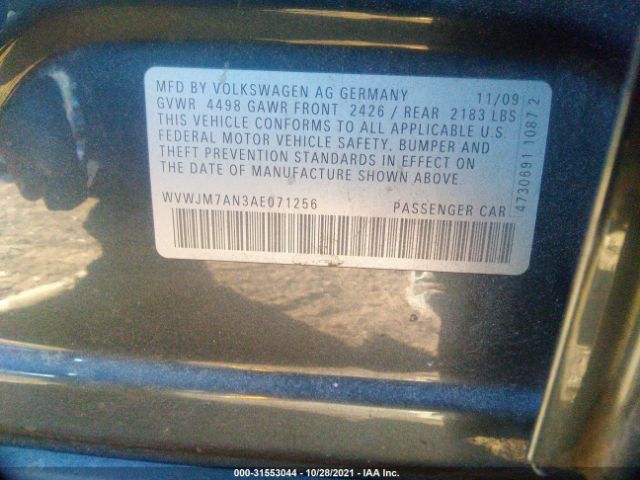 Photo 8 VIN: WVWJM7AN3AE071256 - VOLKSWAGEN PASSAT SEDAN 