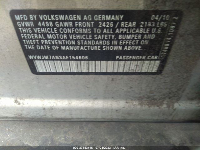 Photo 8 VIN: WVWJM7AN3AE154606 - VOLKSWAGEN PASSAT 