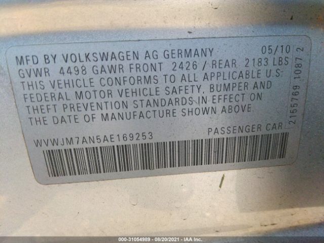 Photo 8 VIN: WVWJM7AN5AE169253 - VOLKSWAGEN PASSAT 