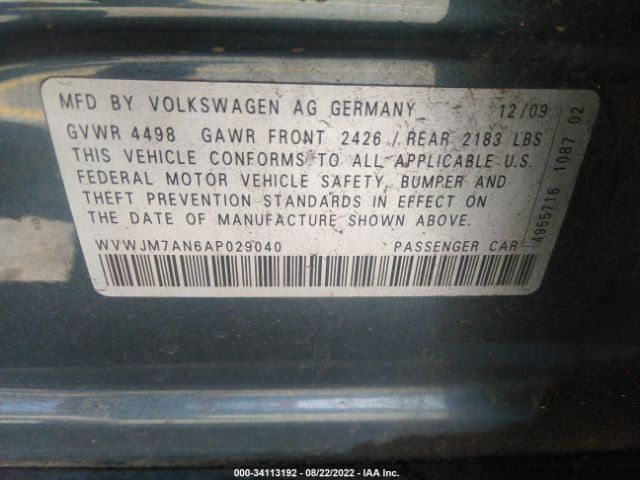 Photo 8 VIN: WVWJM7AN6AP029040 - VOLKSWAGEN PASSAT 