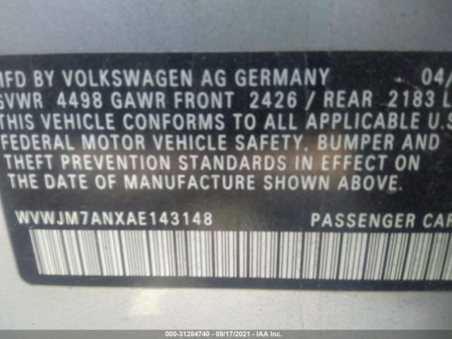 Photo 8 VIN: WVWJM7ANXAE143148 - VOLKSWAGEN PASSAT 