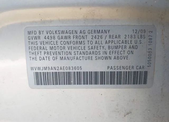 Photo 8 VIN: WVWJM9AN2AE083605 - VOLKSWAGEN PASSAT SEDAN 