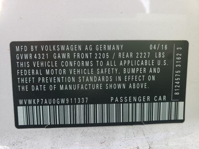 Photo 9 VIN: WVWKP7AU0GW911337 - VOLKSWAGEN E-GOLF 