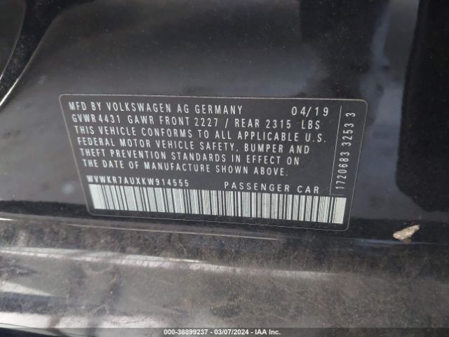 Photo 8 VIN: WVWKR7AUXKW914555 - VOLKSWAGEN GOLF 