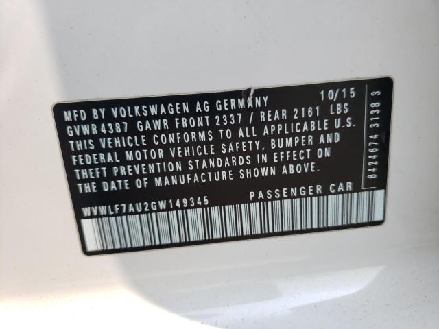 Photo 11 VIN: WVWLF7AU2GW149345 - VOLKSWAGEN GOLF 