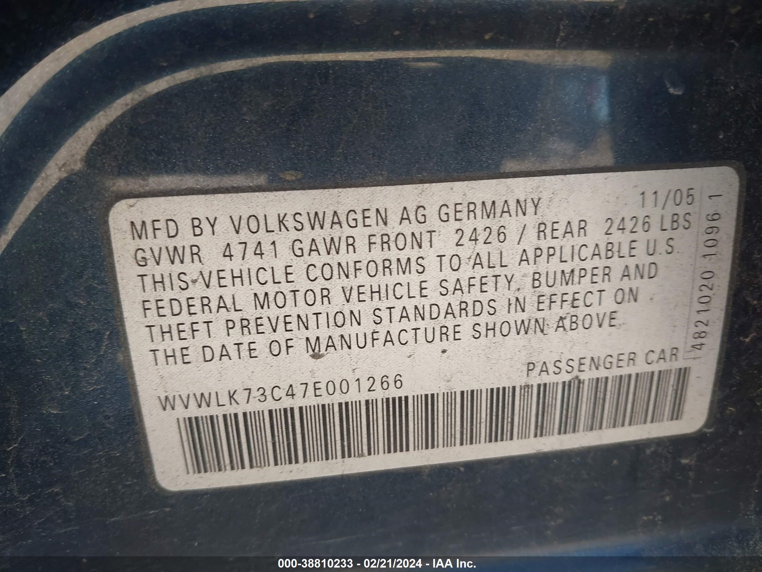 Photo 8 VIN: WVWLK73C47E001266 - VOLKSWAGEN PASSAT 