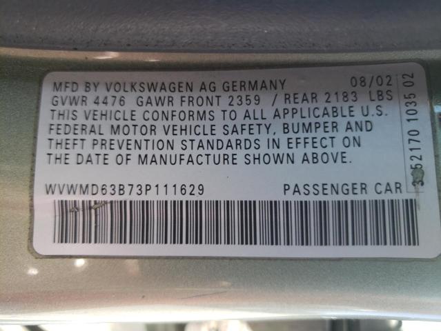 Photo 12 VIN: WVWMD63B73P111629 - VOLKSWAGEN PASSAT 