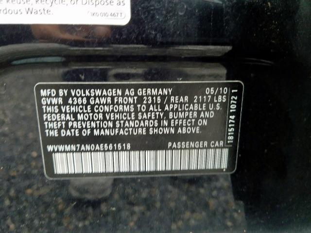 Photo 9 VIN: WVWMN7AN0AE561518 - VOLKSWAGEN PASSAT 