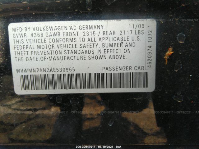 Photo 8 VIN: WVWMN7AN2AE530965 - VOLKSWAGEN CC 