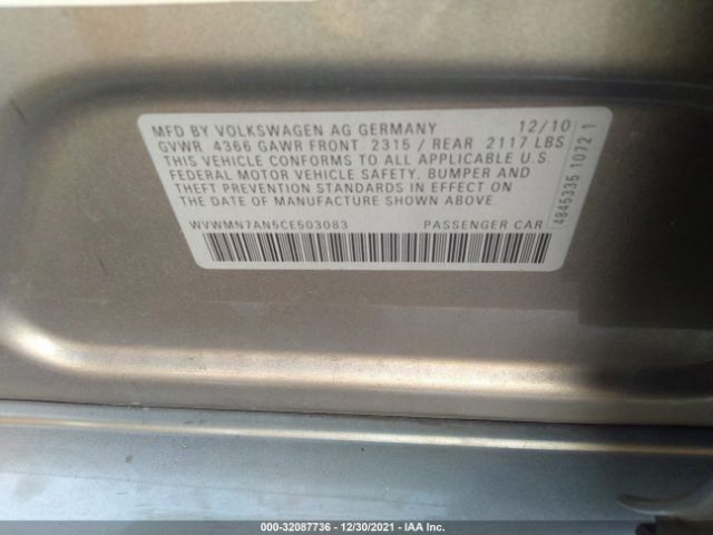 Photo 8 VIN: WVWMN7AN5CE503083 - VOLKSWAGEN PASSAT 