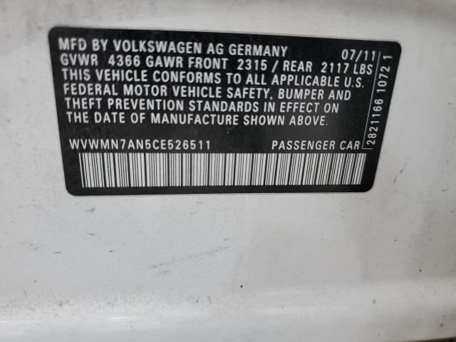 Photo 11 VIN: WVWMN7AN5CE526511 - VOLKSWAGEN CC 