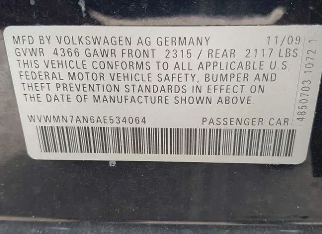 Photo 8 VIN: WVWMN7AN6AE534064 - VOLKSWAGEN PASSAT 