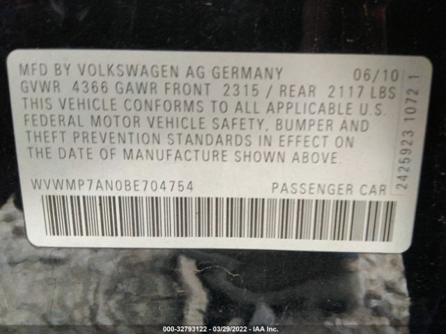 Photo 8 VIN: WVWMP7AN0BE704754 - VOLKSWAGEN CC 