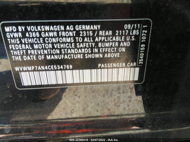 Photo 8 VIN: WVWMP7AN4CE534769 - VOLKSWAGEN CC 