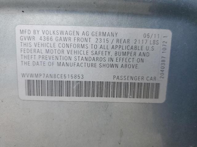 Photo 11 VIN: WVWMP7AN8CE515853 - VOLKSWAGEN CC SPORT 