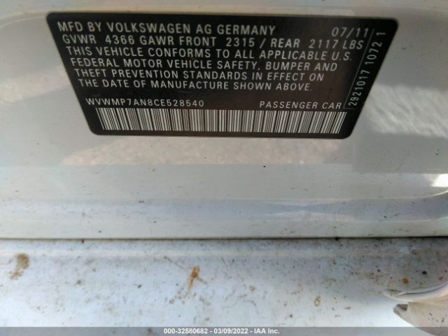 Photo 8 VIN: WVWMP7AN8CE528540 - VOLKSWAGEN CC 