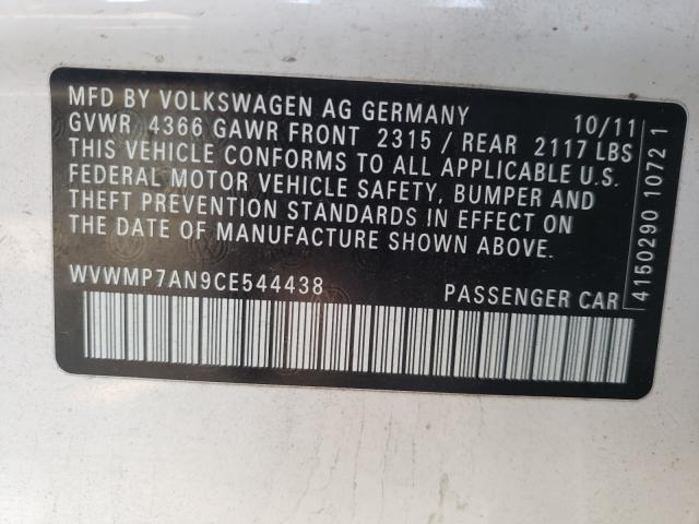 Photo 9 VIN: WVWMP7AN9CE544438 - VOLKSWAGEN CC SPORT 