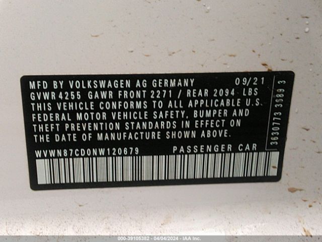 Photo 8 VIN: WVWN87CD0NW120679 - VOLKSWAGEN GOLF 