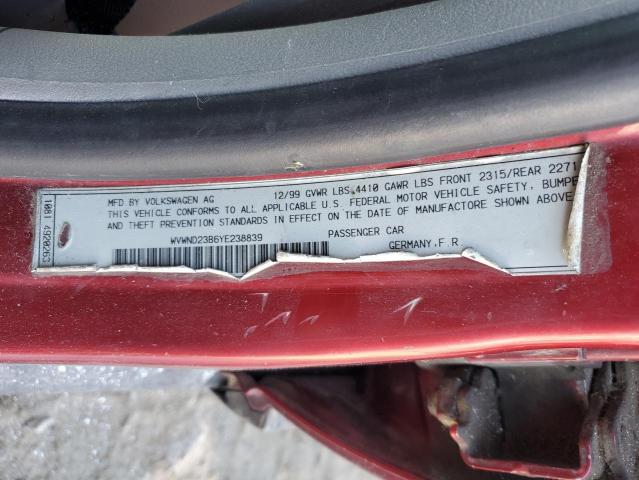 Photo 12 VIN: WVWND23B6YE238839 - VOLKSWAGEN PASSAT 