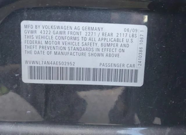 Photo 8 VIN: WVWNL7AN4AE502952 - VOLKSWAGEN PASSAT 