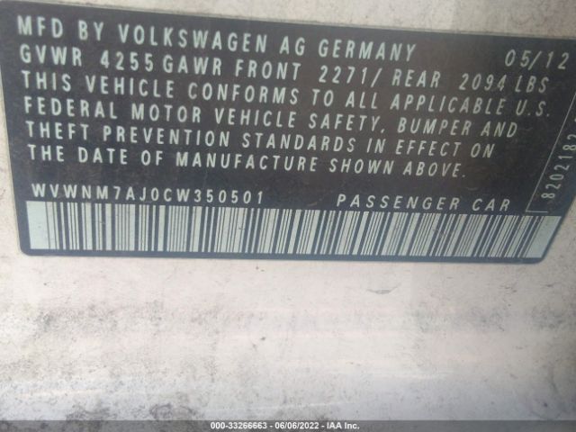 Photo 8 VIN: WVWNM7AJ0CW350501 - VOLKSWAGEN GOLF 