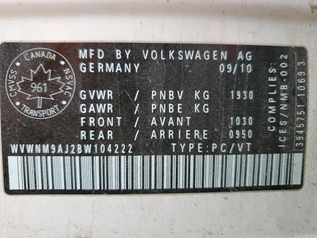 Photo 11 VIN: WVWNM9AJ2BW104222 - VOLKSWAGEN GOLF 