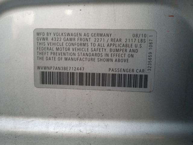 Photo 9 VIN: WVWNP7AN3BE712447 - VOLKSWAGEN PASSAT 