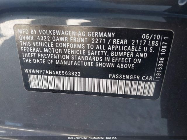 Photo 8 VIN: WVWNP7AN4AE563822 - VOLKSWAGEN CC 