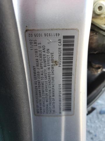 Photo 12 VIN: WVWPD63B03P281215 - VOLKSWAGEN PASSAT 