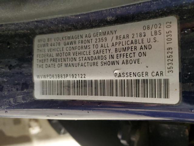 Photo 11 VIN: WVWPD63B83P192122 - VOLKSWAGEN PASSAT 