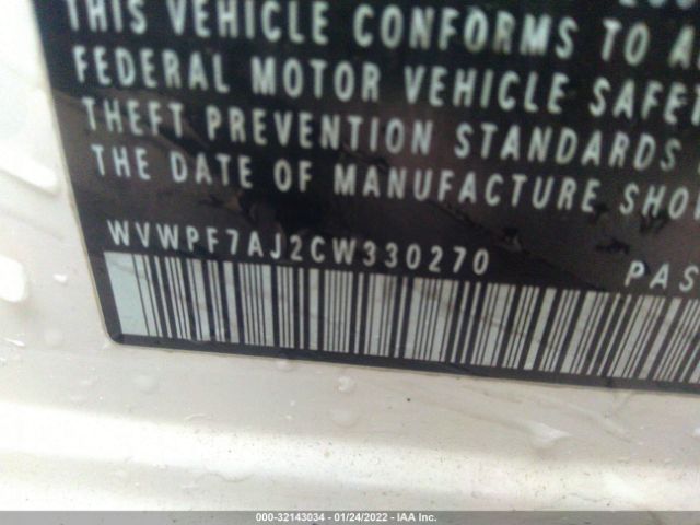 Photo 8 VIN: WVWPF7AJ2CW330270 - VOLKSWAGEN GOLF 