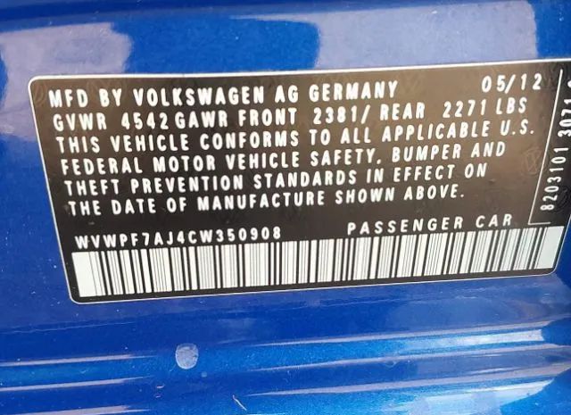 Photo 8 VIN: WVWPF7AJ4CW350908 - VOLKSWAGEN GOLF R 