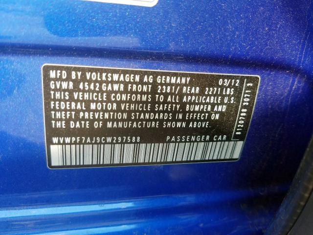 Photo 9 VIN: WVWPF7AJ9CW297588 - VOLKSWAGEN GOLF 