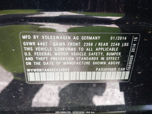 Photo 8 VIN: WVWRN7AN0EE524609 - VOLKSWAGEN CC 