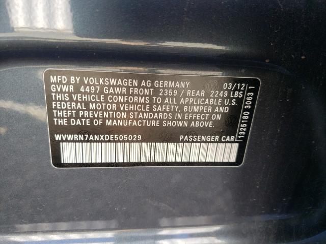 Photo 9 VIN: WVWRN7ANXDE505029 - VOLKSWAGEN CC LUXURY 