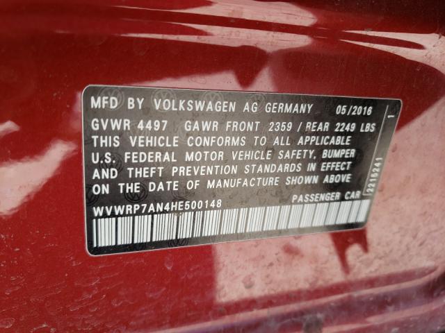 Photo 9 VIN: WVWRP7AN4HE500148 - VOLKSWAGEN CC 