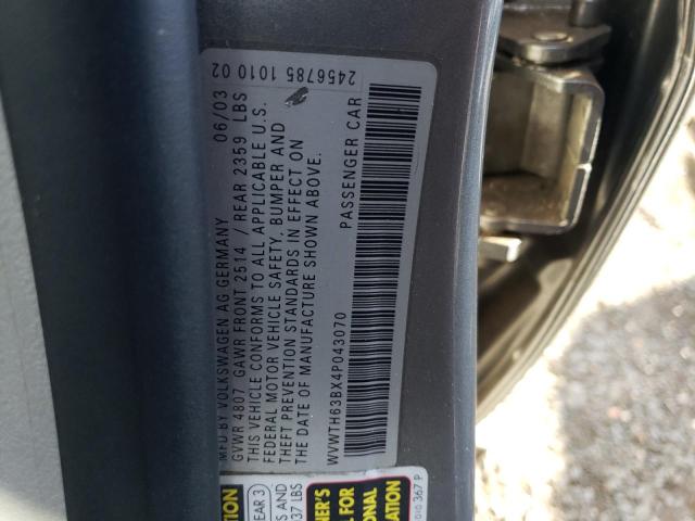 Photo 11 VIN: WVWTH63BX4P043070 - VOLKSWAGEN PASSAT 