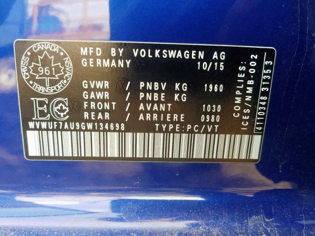 Photo 9 VIN: WVWUF7AU9GW134698 - VOLKSWAGEN GOLF R 