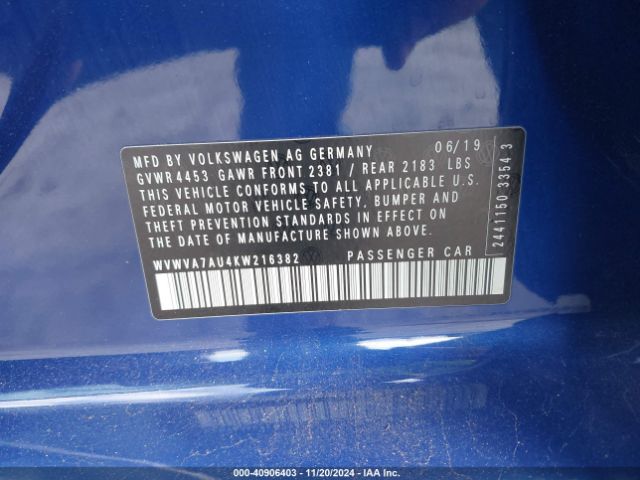 Photo 8 VIN: WVWVA7AU4KW216382 - VOLKSWAGEN GOLF R 