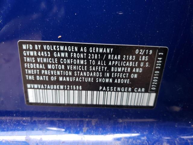 Photo 9 VIN: WVWVA7AU8KW121596 - VOLKSWAGEN GOLF 