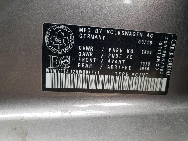 Photo 11 VIN: WVWVF7AU2HW099959 - VOLKSWAGEN GOLF 