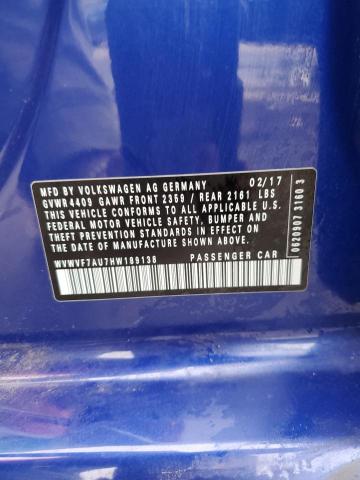 Photo 11 VIN: WVWVF7AU7HW189138 - VOLKSWAGEN GOLF R 