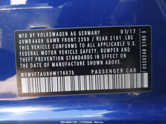 Photo 8 VIN: WVWVF7AU8HW176575 - VOLKSWAGEN GOLF R 