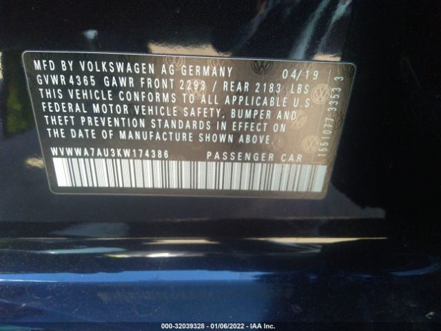 Photo 8 VIN: WVWWA7AU3KW174386 - VOLKSWAGEN GOLF 