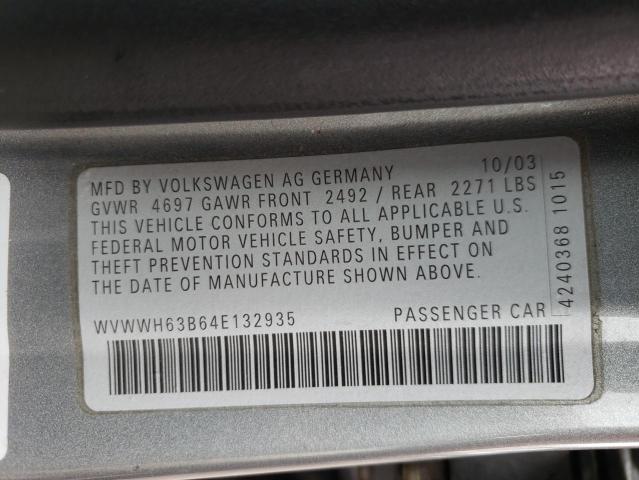 Photo 9 VIN: WVWWH63B64E132935 - VOLKSWAGEN PASSAT 