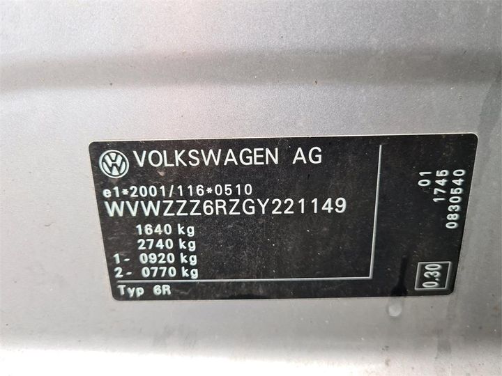 Photo 12 VIN: WVWZZZ6RZGY221149 - VOLKSWAGEN POLO 