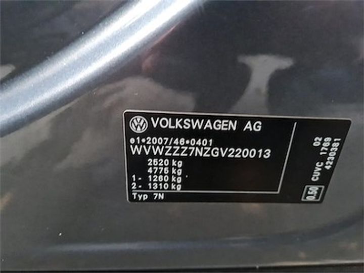 Photo 11 VIN: WVWZZZ7NZGV220013 - VOLKSWAGEN SHARAN DIESEL - 2015 